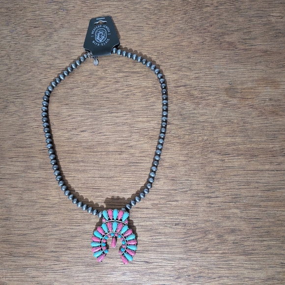 Turquoise and Silver Beaded Necklace - Picture 3 of 4